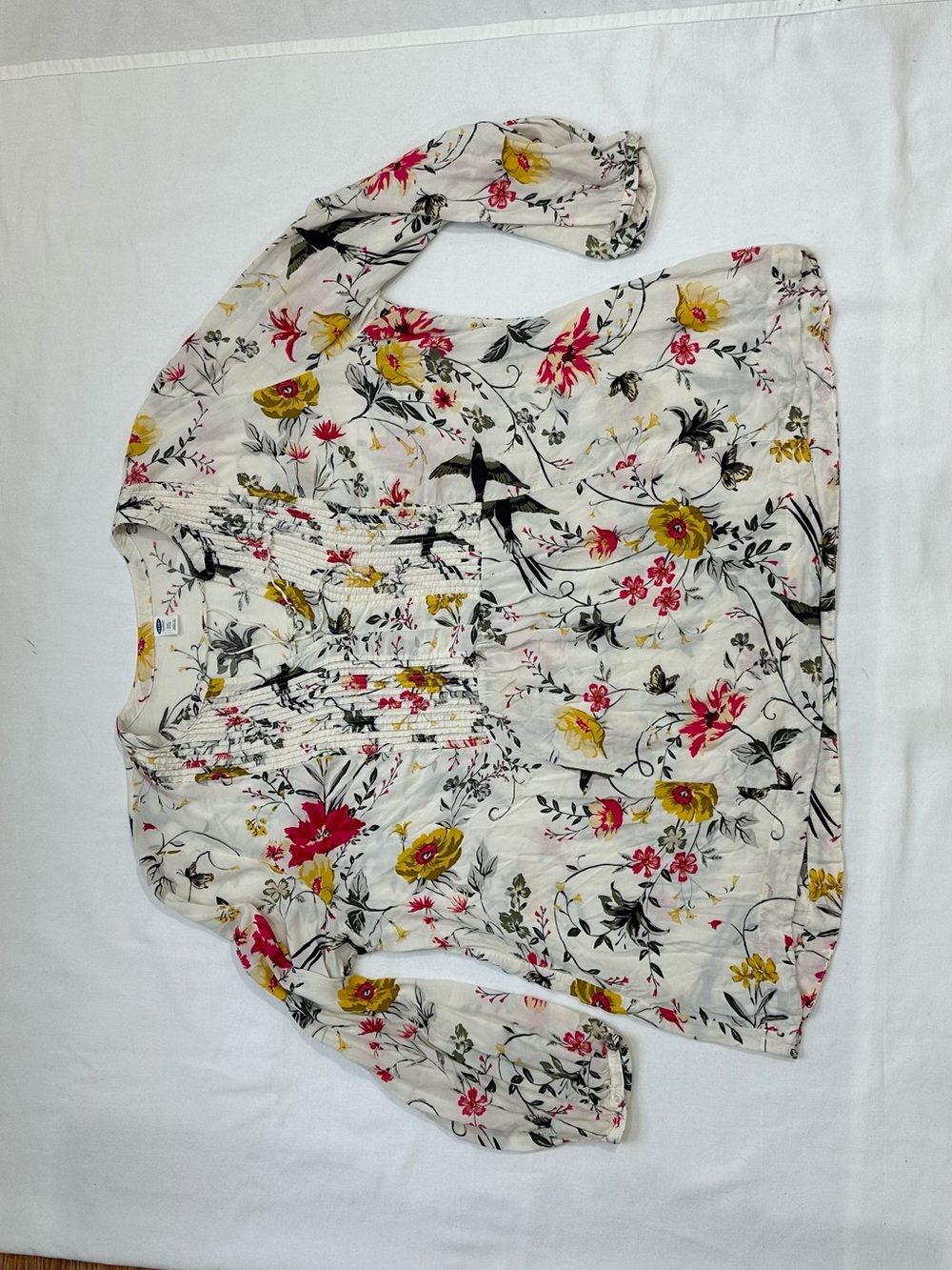 Old Navy Cream Floral Tunic with Yellow & Pink Blooms
